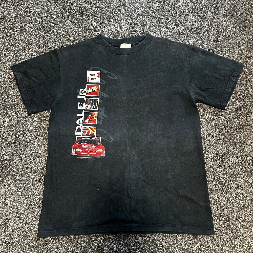Vtg Chase Authentics Dale Earnhardt Jr T Shirt Boys XL Black Good NASCAR Racing